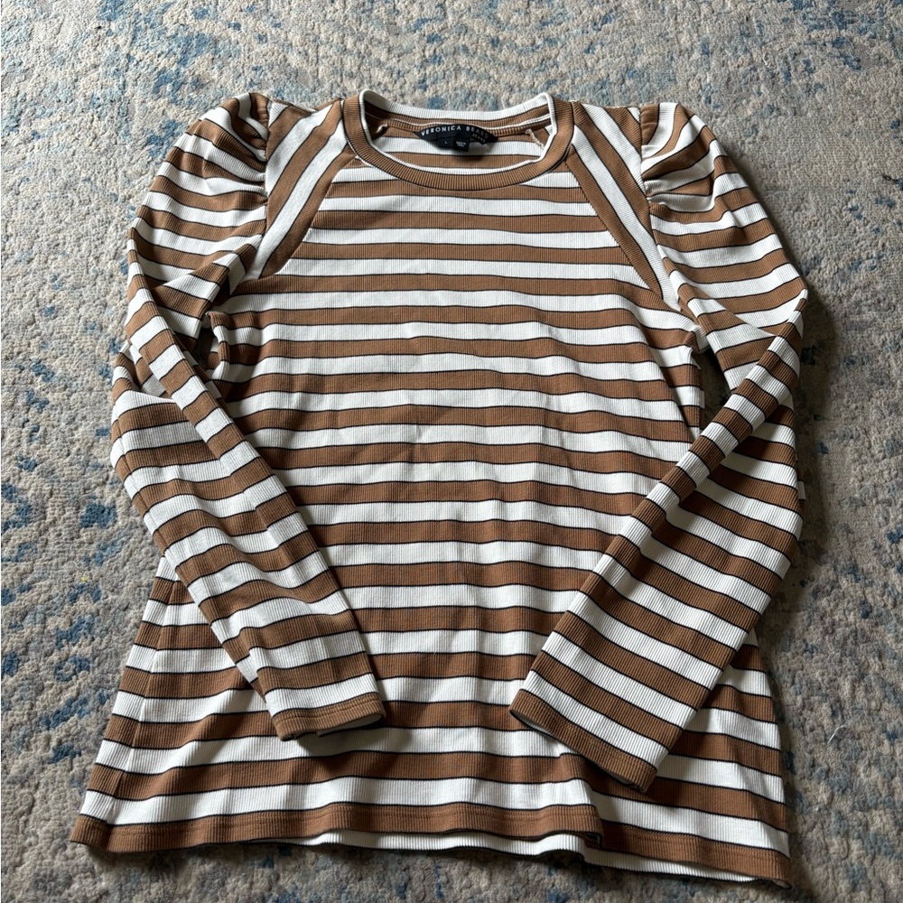 Veronica Beard Delano Striped Long Sleeve Top large - Picture 3 of 5